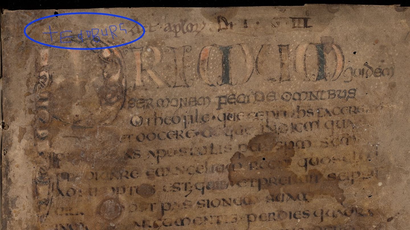 Schriftzug auf Seite 1 der MS. Selden Supra 30
