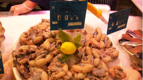 Diese undatierte Aufnahme zeigt frische Froschschenkel in einer gekühlten Verkaufstruhe
