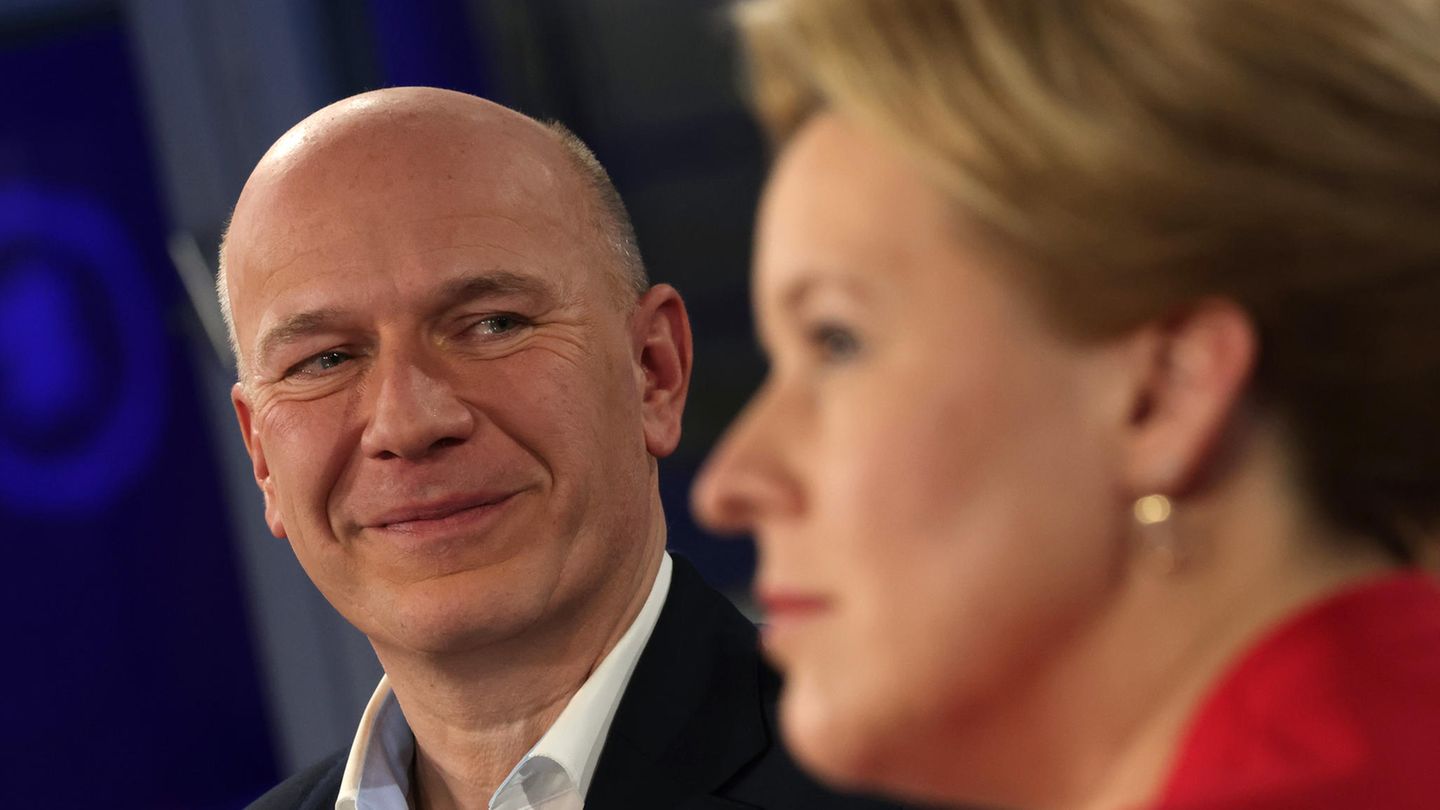 Kai Wegner (CDU) und Franziska Giffey (SPD) nach der  der Berliner Abgeordnetenhauswahl