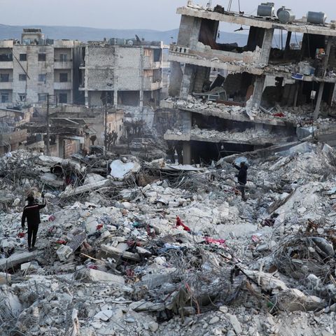 Vom Erdbeben zerstörte Gebäude in Dschindires nahe Aleppo