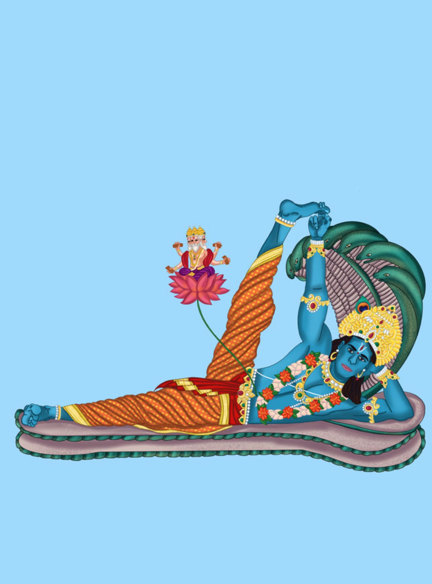 Die Unendlichkeitshaltung (Anantasana): Visnus unendliche Couch Illustration der Unendlichkeitshaltung im Yoga