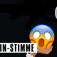 Ein gezeichneter Theaterschauspieler hält einen schockierten Smiley in der Hand