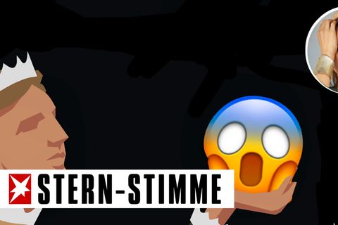 Ein gezeichneter Theaterschauspieler hält einen schockierten Smiley in der Hand