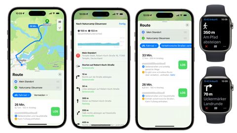 Die Fahrradrouten von Apples Karten-App bringen zahlreiche Funktionen im Detail mit