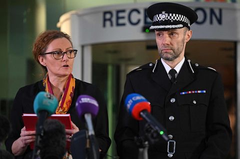 Vertreter der Polizei von Lancashire geben bei einer Pressekonferenz in Preston den Tod von Nicola Bulley bekannt
