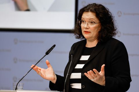 Andrea Nahles, Vorstandsvorsitzende der Bundesagentur für Arbeit, Ende 2022 in Nürnberg 