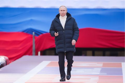 Wladimir Putin bei einem Konzert im Luschniki-Stadion im vergangenen März 