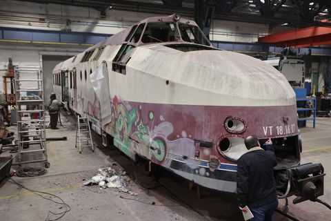 So sieht er aktuell noch aus: Der VT 18.16 während der Renovierung.