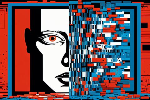 Künstliche Intelligenz kann Fluch und Segen sein. Diese Illustration zeigt ein großes menschliches Gesicht.