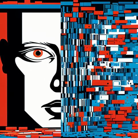 Künstliche Intelligenz kann Fluch und Segen sein. Diese Illustration zeigt ein großes menschliches Gesicht.