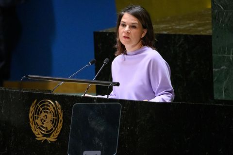 Bundesaußenministerin Annalena Baerbock (Bündnis 90/Die Grünen) spricht bei der UN-Vollversammlung
