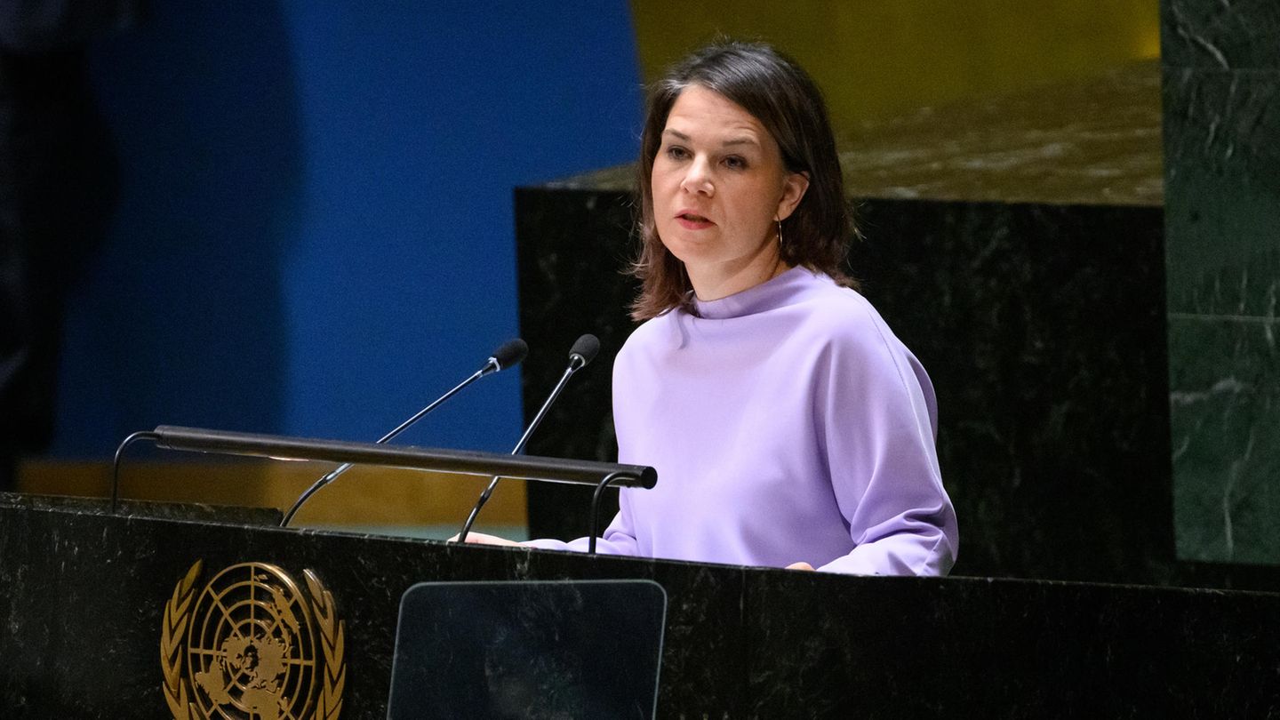Bundesaußenministerin Annalena Baerbock (Bündnis 90/Die Grünen) spricht bei der UN-Vollversammlung