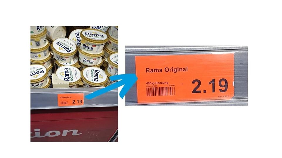 Signalrotes Preisschild, aber normaler Preis