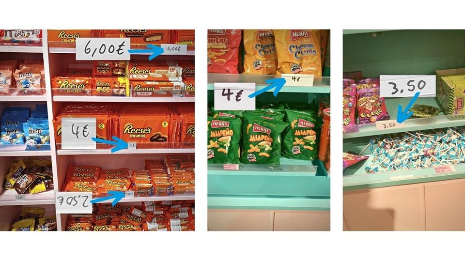 Customer annoyance: Missing basic prices in the candy shop Missing base prices in the candy shop