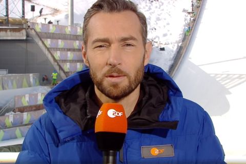 ZDF-Moderator Sven Voss bei der Übertragung der Nordischen Ski-WM – als es spannend wurde, sahen die TV-Zuschauer die "heute"-Nachrichten.
