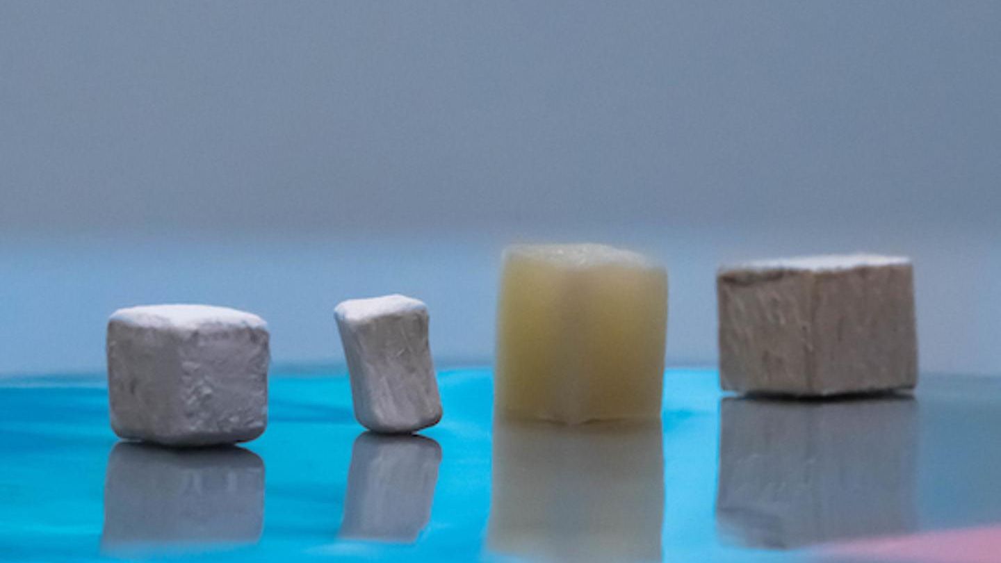 Das Holz verliert seine Farbe und nimmt dann die CO2-Speicher-Partikel auf.