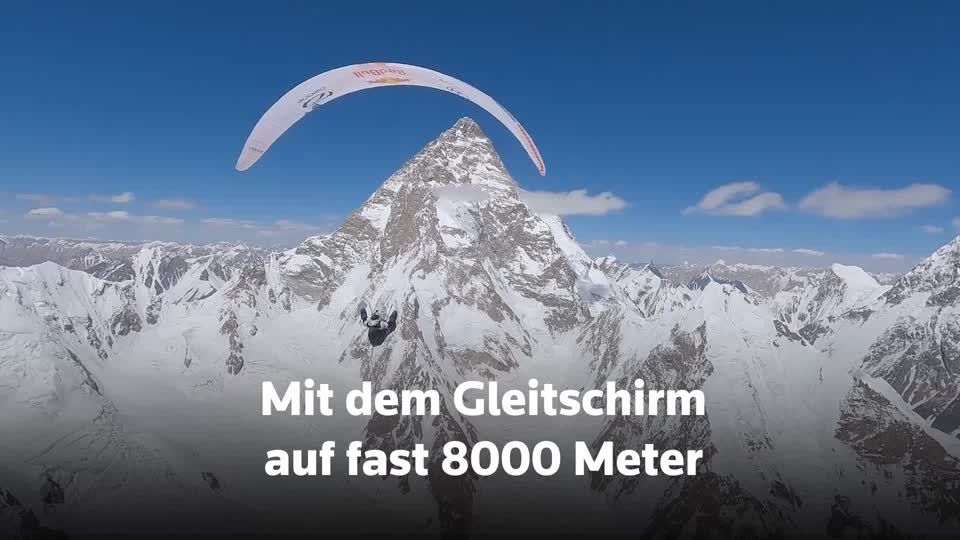 Video: Mit dem Gleitschirm auf fast 8000 Meter