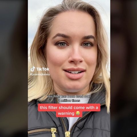Influencerin Joanna Kenny warnt vor dem TikTok-Filter "Bold Glamour". Er macht die Haut ebenmäßig und die Lippen voll.