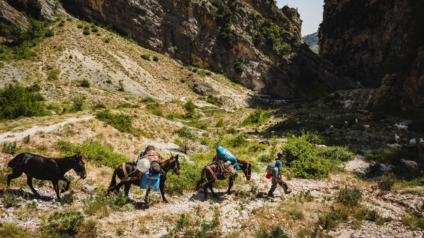 Domenico Di Falco beim Passieren der Schluchten von Fara San Martino in Italien