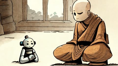 Roboter und Mönch