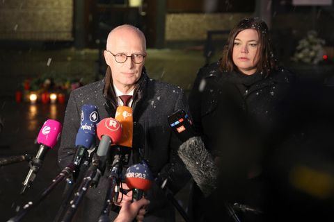 Peter Tschentscher und Katharina Fegebank geben ein Statement