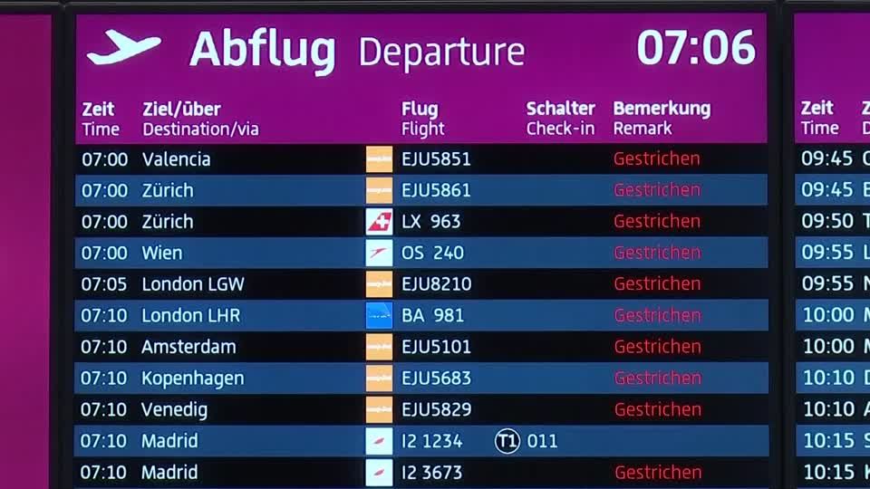 Video: Warnstreik legt Flughafen BER lahm