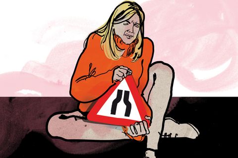 Illustration: Eine Patientin leidet unter starkem Jucken und Schmerzen in ihrem Genitalbereich