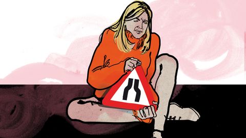 Illustration: Eine Patientin leidet unter starkem Jucken und Schmerzen in ihrem Genitalbereich