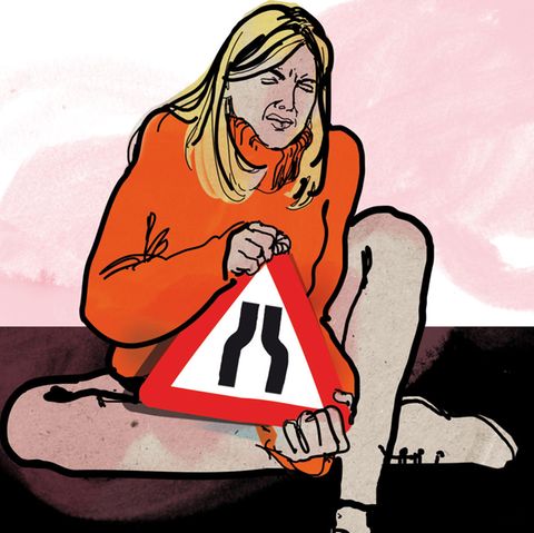Illustration: Eine Patientin leidet unter starkem Jucken und Schmerzen in ihrem Genitalbereich