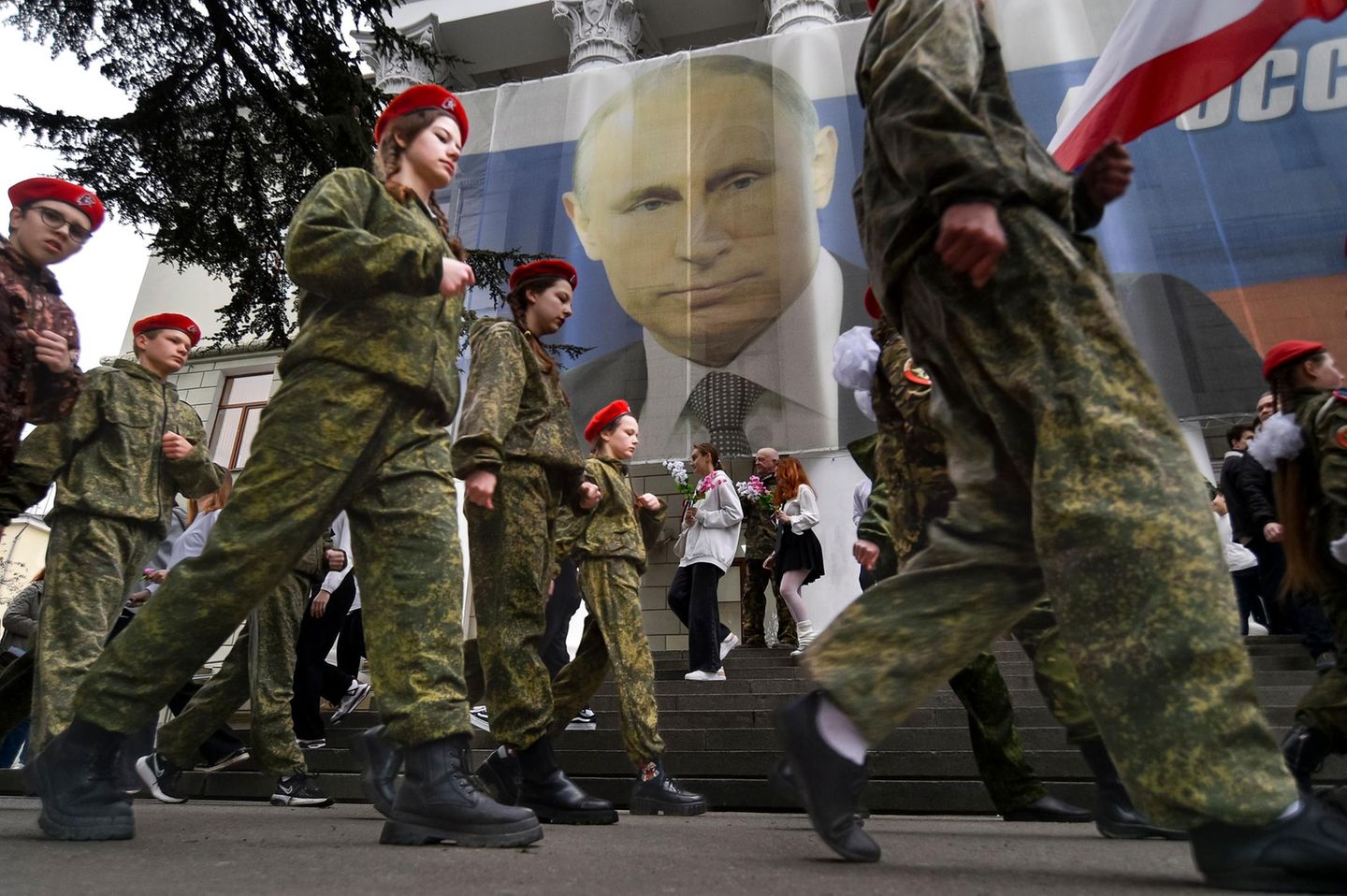 Military parade marking the ninth anniversary of the annexation of Crimea in Yalta