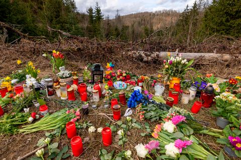 In der Nähe des Fundorts des Leichnams der zwölfjährigen Luise aus Freudenberg haben Trauernde Blumen niedergelegt