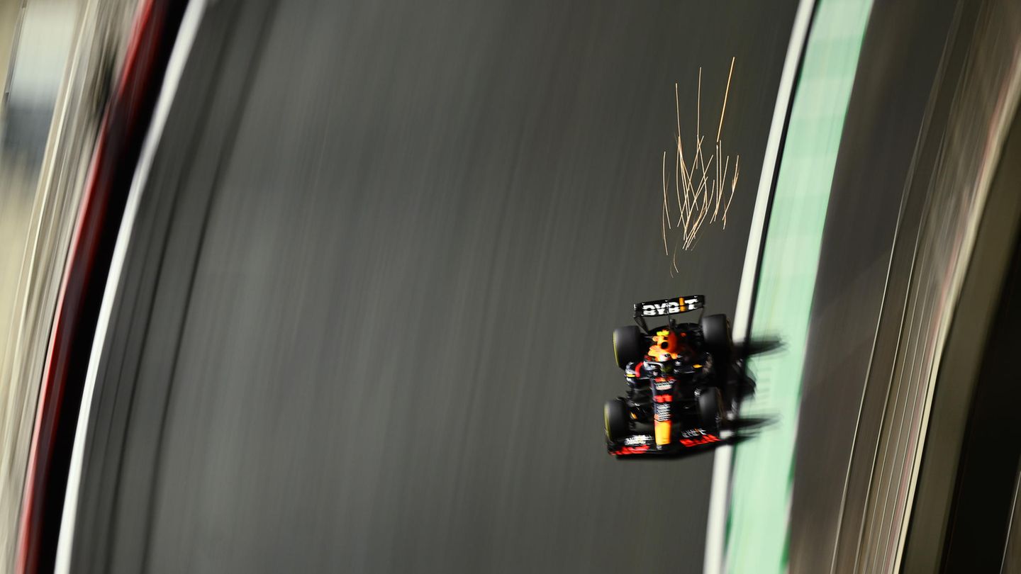 Sergio Perez in his Red Bull at the Formula 1 Saudi Arabian Grand Prix