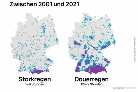 DWD warnt vor zunehmendem Starkregen: Karte zeigt gefährdete Regionen