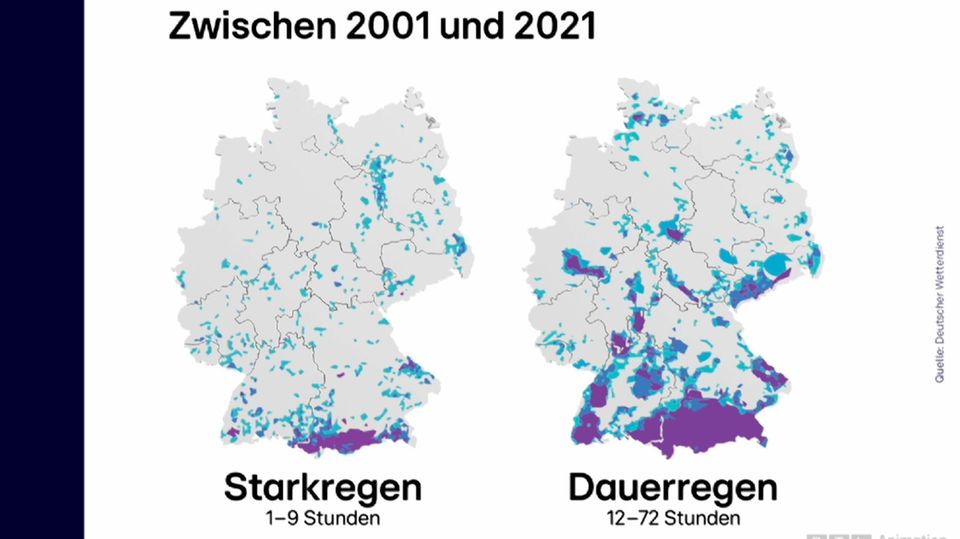 DWD warnt vor zunehmendem Starkregen: Karte zeigt gefährdete Regionen DWD warnt vor zunehmendem Starkregen: Karte zeigt gefährdete Regionen
