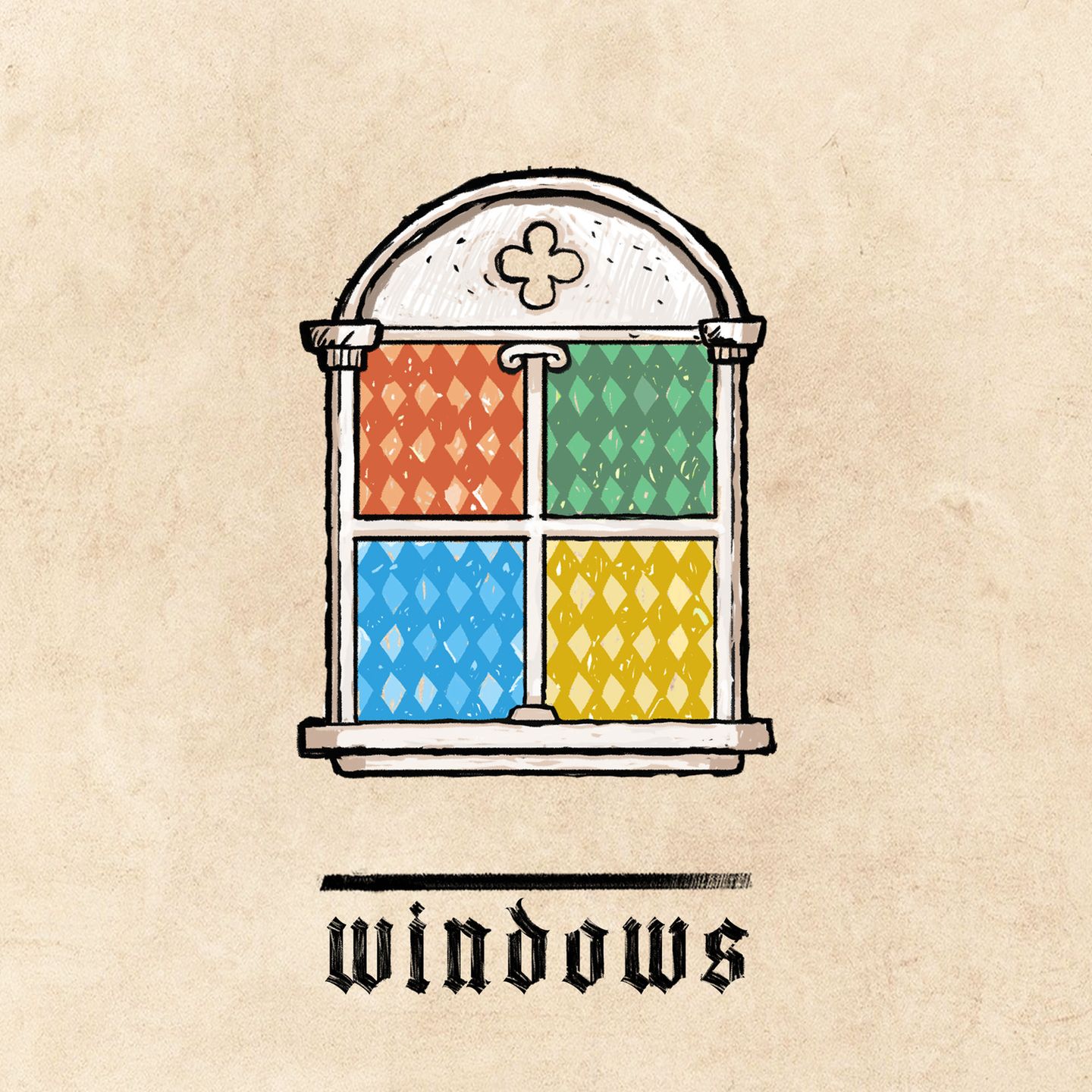 Windows-Logo im Mittelalter-Design