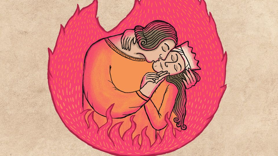 Tinder-Logo im Mittelalter-Design