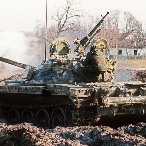 Ein kroatischer T-55 Panzer in den Kämpfen nach dem Zerfall von Yugoslawien.