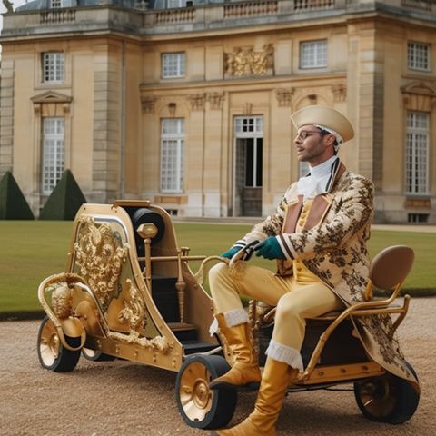 KI-Bilder: Eine Stärke der KI ist es, Dinge zu kombinieren, die man noch nie zusammen gesehen hat: So stellt sie sich einen Rokkoko-Diener mit einem Aufsitzmäher vor. Eine Stärke der KI ist es, Dinge zu kombinieren, die man noch nie zusammen gesehen hat: So stellt sie sich einen Rokkoko-Diener mit einem Aufsitzmäher vor.