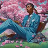 Mann unter Kirschblüten im Stil von Soey Milk
