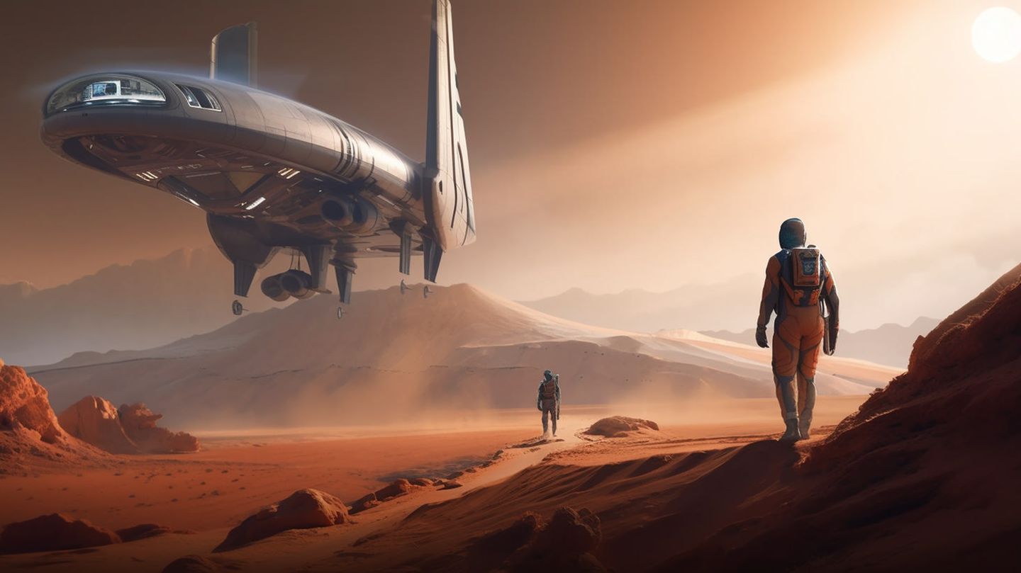 Man braucht nur einen Zugang zum Chat-Dienst „Discord“. Dort kann man im Midjourney-Kanal mit wenigen Worten seine eigene Marsmission starten.