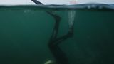Dakar, Senegal. Ein Speerfischer taucht im seichten Wasser vor der Küste der Hauptstadt des Landes. Fisch ist dort ein Grundnahrungsmittel, für die heimischen Fischer, die per Hand auf die Jagd gehen, wird es jedoch immer schwieriger, etwas zu fangen. Internationale Fischereiboote, die in die Nähe der senegalesischen Küste ihre Netzte auswerfen, haben die Bestände stark zurückgehen lassen.
