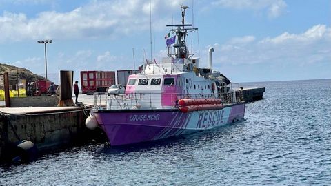 Das als "Banksy Boot" bekannte Seenotretterschiff in Lampedusa