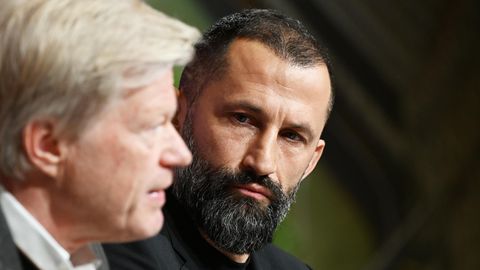 FC-Bayern-Vorstandschef Oliver Kahn (l.) und Sportvorstand Hasan Salihamidzic