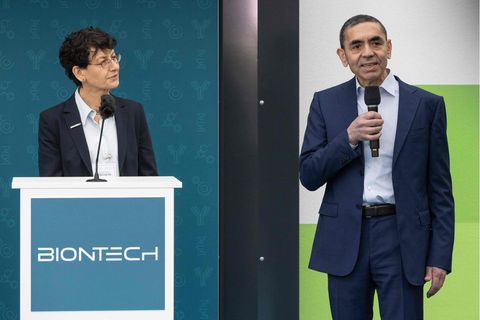 Die Biontech-Gründer Özlem Tureci (l.) und Ugur Sahin (r.)