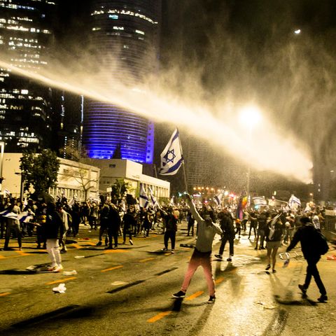 Israel: Polizei setzt Wasserwerfer bei Demo in Jerusalem gegen Justizreform Wasserwerfer ein