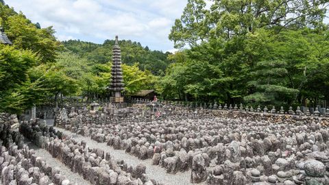 Buddhistischer Friedhof am Adaschino Nenbutsu-JI Tempel in Japan
