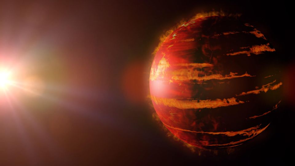Roter Exoplanet im Weltall (Symbolbild)