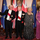 Staatsbankett in Schloss Bellevue: König Charles III. und seine Gemahlin Camilla eingerahmt von den Gastgebern, Bundespräsident Frank-Walter Steinmeier und dessen Frau Elke Büdenbender.