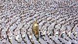 Mekka, Saudi-Arabien. Tausende Muslime stehen während des zweiten Freitagsgebets im heiligen Monat Ramadam um die Kaaba (nicht im Bild).