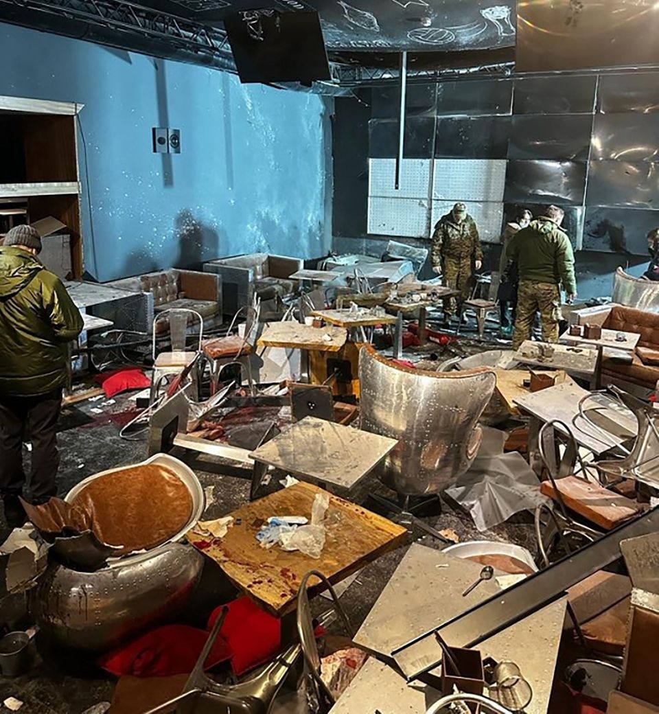 The interior of the cafe "Street food bar No.1" after the explosion